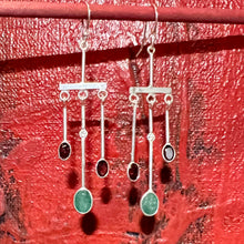 Load image into Gallery viewer, Trinity Earrings | Onyx | Garnet | CZ | Sterling Silver