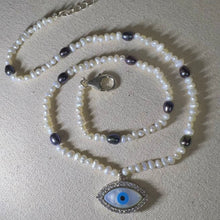Load image into Gallery viewer, Evil Eye Amulet Necklace | Evil eye | MOP | Pearl | Lapis Lazuli | CZ
