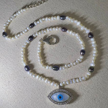Load image into Gallery viewer, Evil Eye Amulet Necklace | Evil eye | MOP | Pearl | Lapis Lazuli | CZ