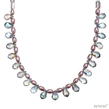 Load image into Gallery viewer, carnival pink pearl necklace with rainbow crystal for evening wear and fun occasions