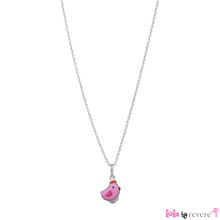 Load image into Gallery viewer, Sterling silver pink chick pendant on a sterling silver chain measuring 14" and an adjustable chain of 2" to increase length to 16". The pink chickie is too cute and full of attitude.