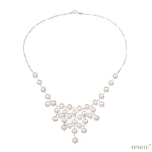 Load image into Gallery viewer, "Niagara" necklace cascading soft white freshwater pure pearls on sterling silver chain. Eye catching and unique!