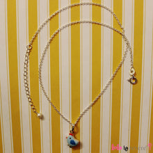 Load image into Gallery viewer, Sterling Silver light blue chick pendant on a sterling silver chain measuring 14" and an adjustable chain of 2" to increase length to 16". A fun yet stylish accessory for birthday parties and play dates.