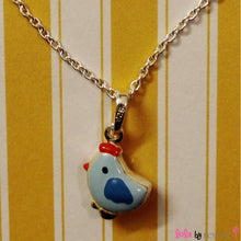 Load image into Gallery viewer, Sterling Silver light blue chick pendant on a sterling silver chain measuring 14" and an adjustable chain of 2" to increase length to 16". A fun yet stylish accessory for birthday parties and play dates.