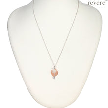 Load image into Gallery viewer, Sterling silver key charm with rose gold plated heart pendant and pearl on a sterling silver chain.