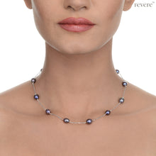 Load image into Gallery viewer, Elegant and rare dark grey freshwater pearls with peacock hues scattered on a sterling silver chain. "Eclectic" will enhance any outfit, formal, casual, work and party!