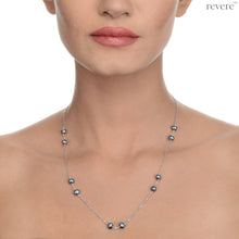 Load image into Gallery viewer, Exquisite grey freshwater pearls with scattered on a sterling silver chain. "Starburst" is sure to spice up any corporate attire...boardroom chic!