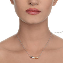 Load image into Gallery viewer, troika 3-colour AAA grade cultured fresh water pearls on a sterling silver chain. fantastic as a workwear accessory or easy weekend wearing