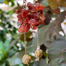Load image into Gallery viewer, Avni Necklace & Earrings | Carnelian | Pyrite | 18k gold plated sterling silver