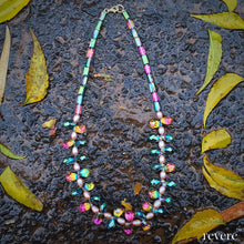 Load image into Gallery viewer, carnival pink pearl necklace with rainbow crystal for evening wear and fun occasions