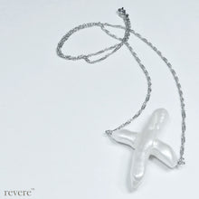 Load image into Gallery viewer, "Noel" features freshwater white pearl, in the shape of a cross suspended on a delicate sterling silver chain with rhodium plating. A very unique shape for a pearl makes this a must have for your jewellery box!