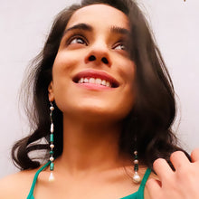 Load image into Gallery viewer, Mitali earrings | Malachite | Pearl | Sterling silver