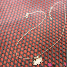 Load image into Gallery viewer, Sterling Silver Chain with two overlapping cute hippos on a sterling silver pendant embellished with small freshwater white pearls. The chain measures 14.5" with an adjustable chain of 1" to increase length to 15.5".