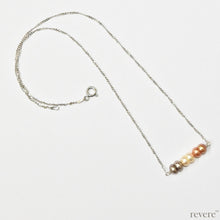 Load image into Gallery viewer, troika 3-colour AAA grade cultured fresh water pearls on a sterling silver chain. fantastic as a workwear accessory or easy weekend wearing