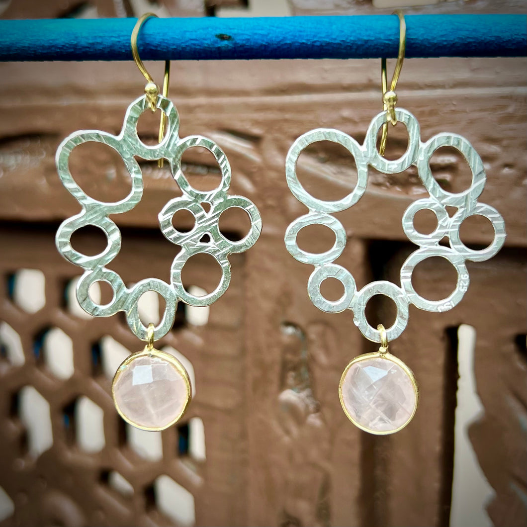 Whispering Rose Earrings | Rose Quartz | Sterling Silver