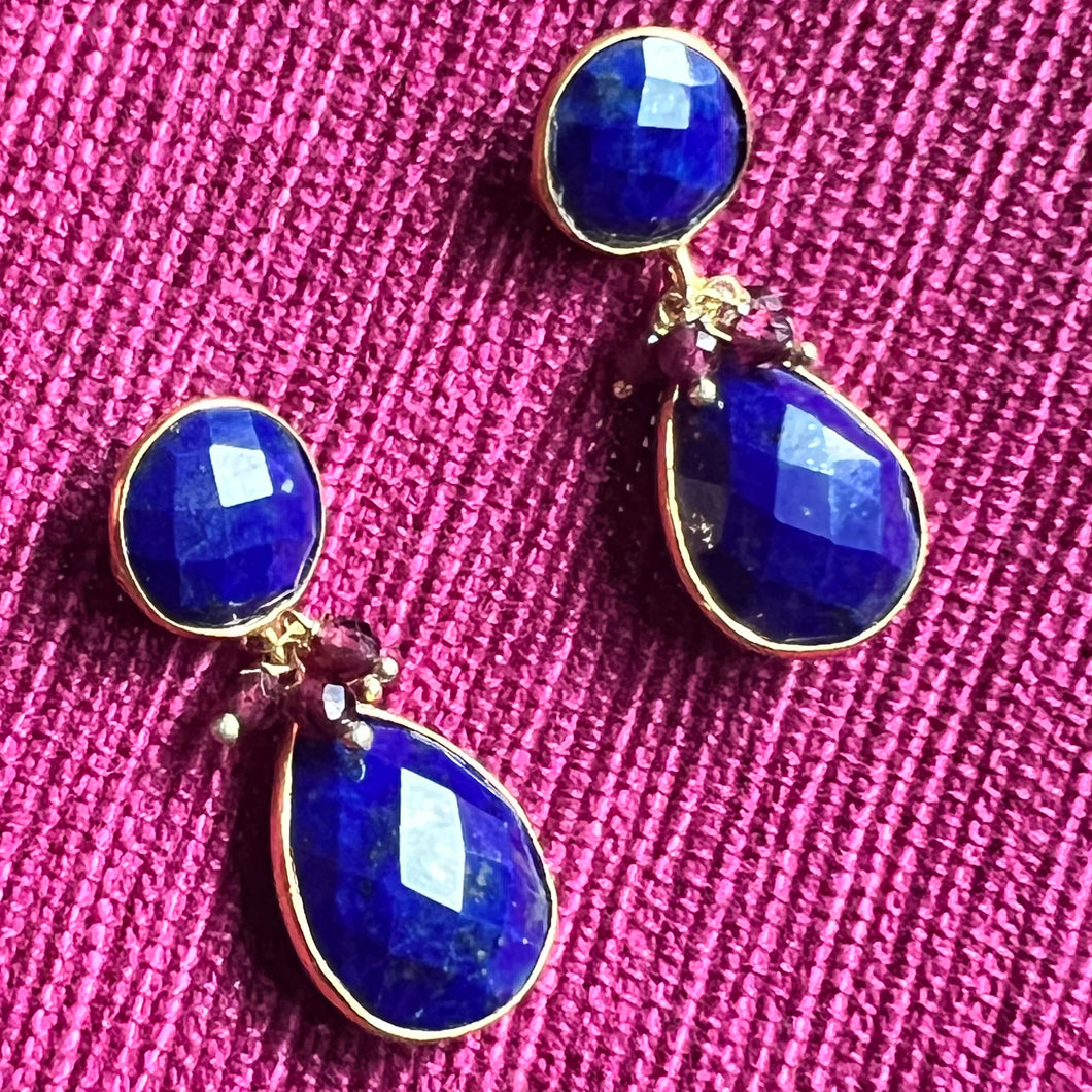 Azure Earrings | Lapis Lazuli | Garnet