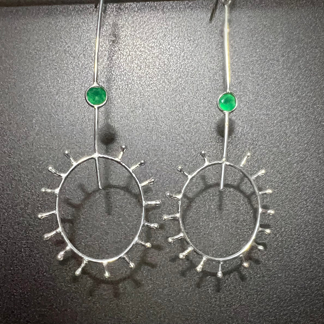 Green Starburst Earrings | Onyx | Sterling Silver
