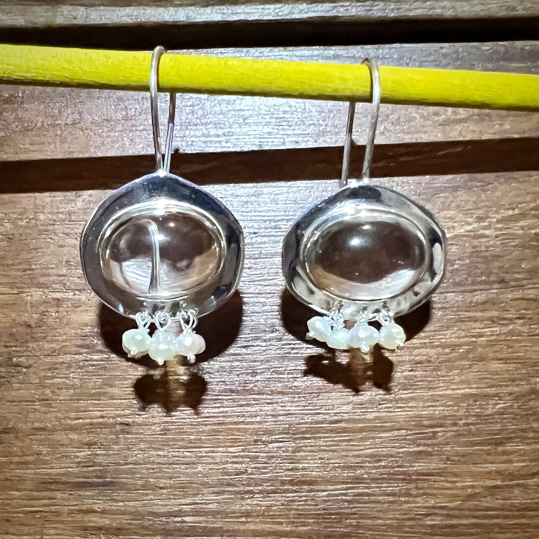 Orb Earrings | Crystal Quartz | Pearls | Sterling Silver