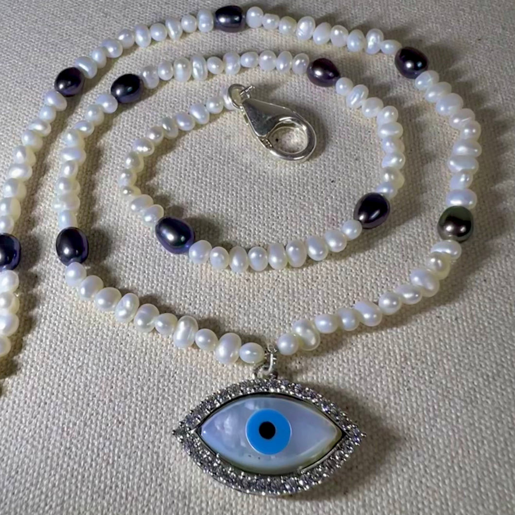 Evil Eye Amulet Necklace | Evil eye | MOP | Pearl | Lapis Lazuli | CZ