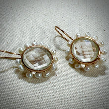 Load image into Gallery viewer, Rose Drop Earrings | Crystal Quartz | Pearl | Rose Gold Sterling Silver
