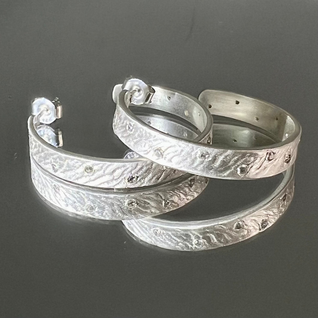 Spire Hoop Earrings | CZ | Sterling Silver