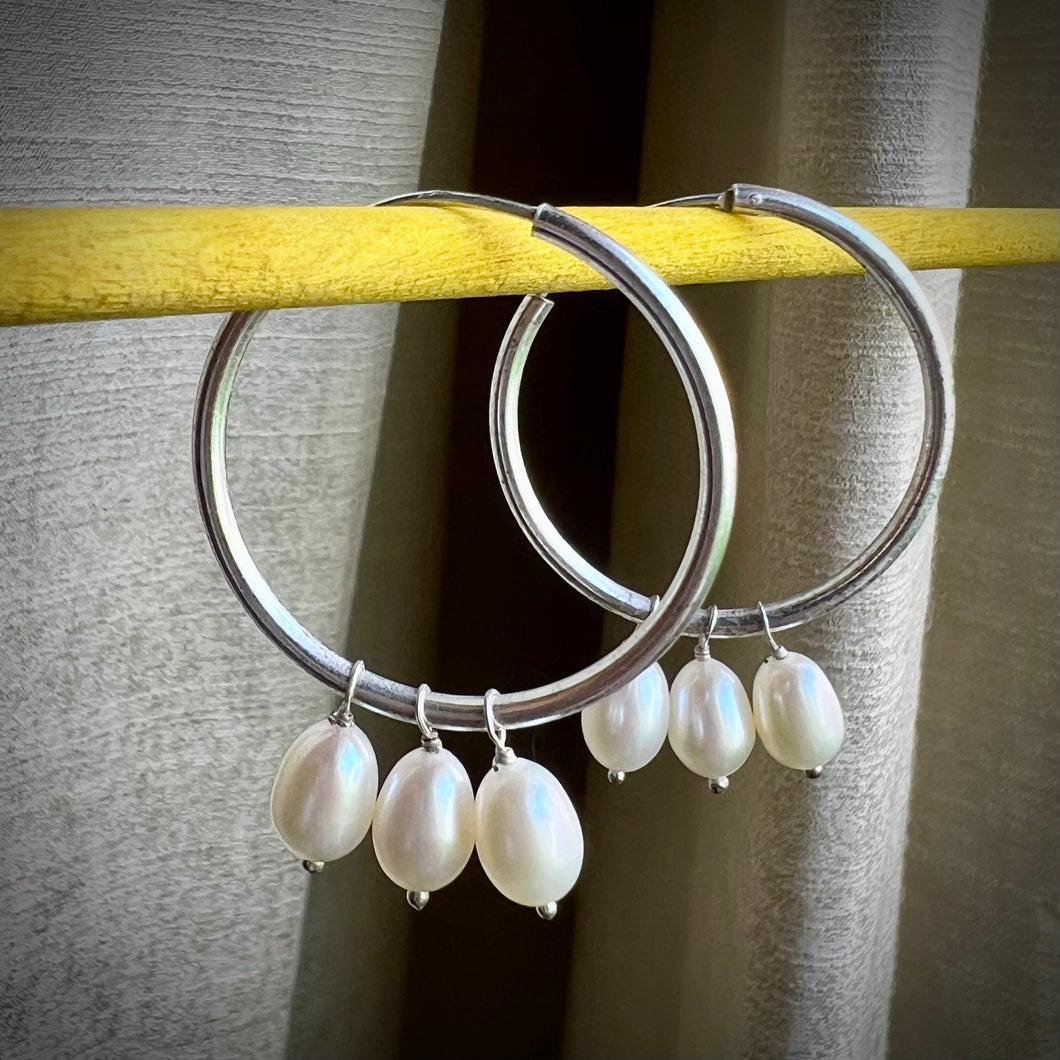 Clique Earrings | Pearl Sterling Silver