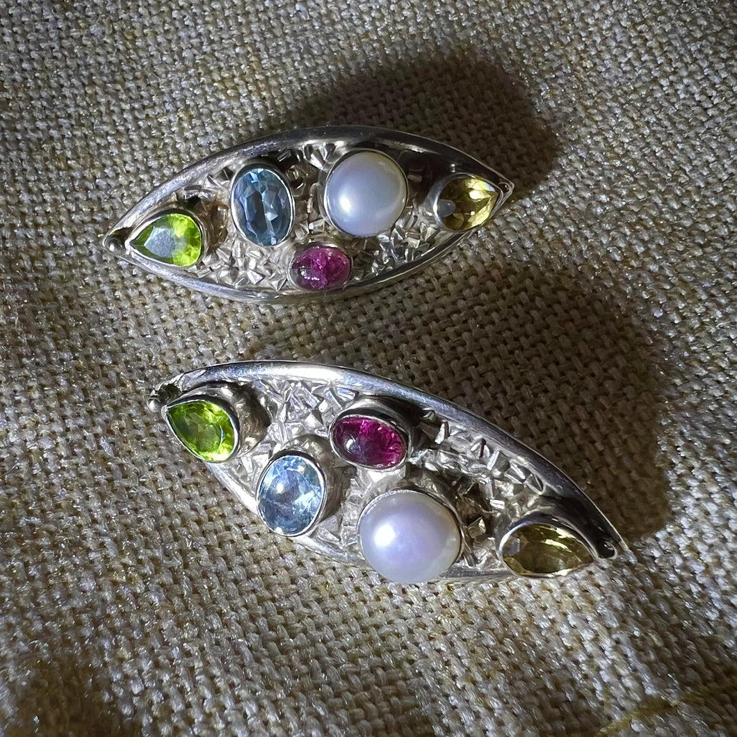 Bouquet earrings | Peridot | Garnet | Citrine | Topaz | Pearl