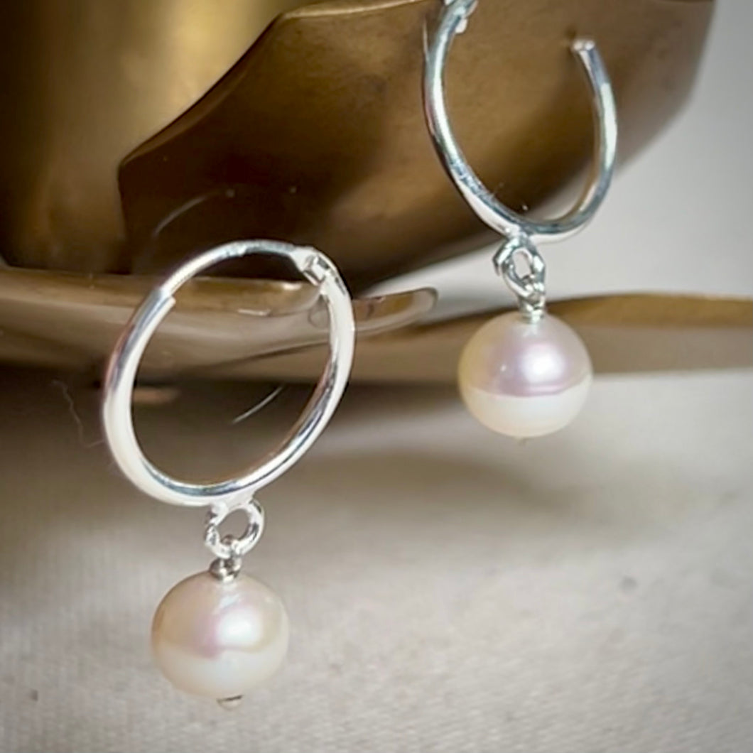 Moondrop Earrings | Pearl | Sterling Silver