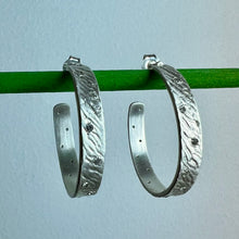 Load image into Gallery viewer, Spire Hoop Earrings | CZ | Sterling Silver
