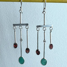 Load image into Gallery viewer, Trinity Earrings | Onyx | Garnet | CZ | Sterling Silver
