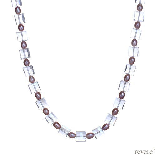 ballerina pink pearl with crystal necklace and earrings set for day wear, evening wear and fun occasions