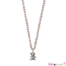 Load image into Gallery viewer, Handknotted pink pearls with the most huggable sterling silver teddy  bear pendant. A darling gift for any little girl. The closest thing to hugs!

