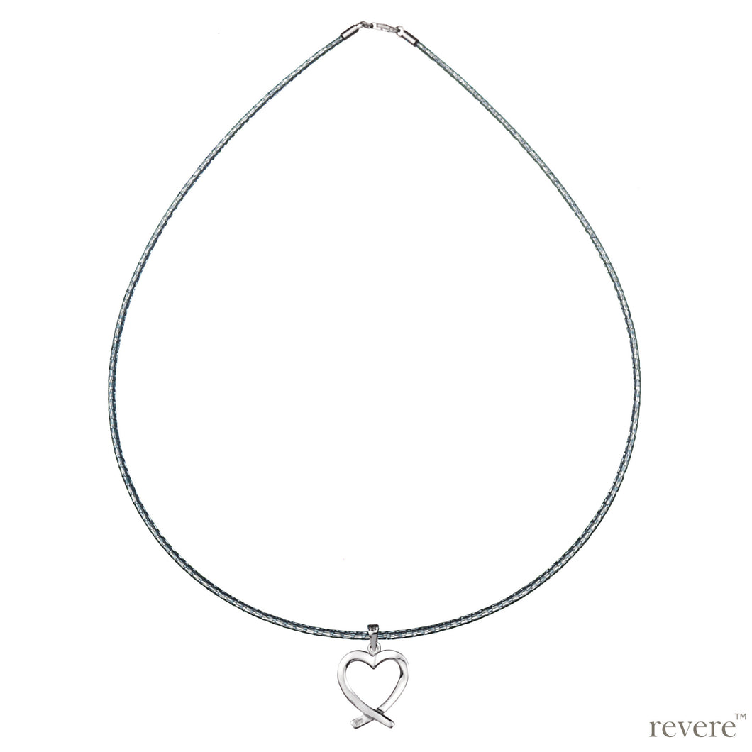 Necklace features a sweet indulgence with a sterling silver heart pendant suspended on a cord..depicted by the timeless symbol of love.