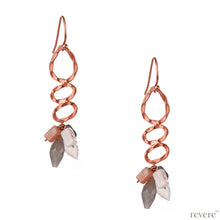 Load image into Gallery viewer, Indulged in fine rose gold tone, earring features with ravishing multi-colored moonstones.
