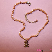 Load image into Gallery viewer, Handknotted pink pearls with the most huggable sterling silver teddy  bear pendant. A darling gift for any little girl. The closest thing to hugs!
