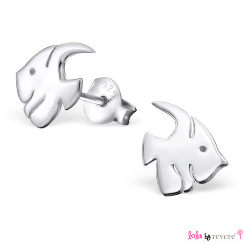 Plain silver fish ear studs