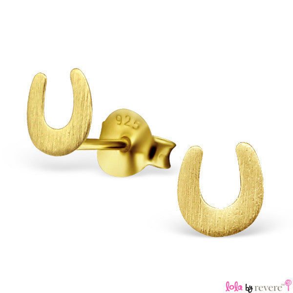 Plain silver horseshoe ear studs