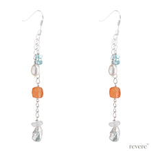 Load image into Gallery viewer, &quot;Wildflower&quot; feature freshwater white keshi and white drop pearl with semi-precious stones such as rose quartz, apatite and cornaline all set in sterling silver.
