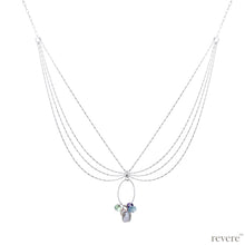 Load image into Gallery viewer, Flora necklace features drops of a plethora of gemstones elegantly decorated on 924 sterling silver with a sterling silver oval loop to show them off!
