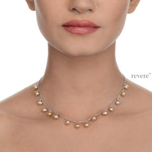 Load image into Gallery viewer, supernova gold AAA grade cultured fresh water pearls on a sterling silver chain. Suitable for office wear and for evening dressing
