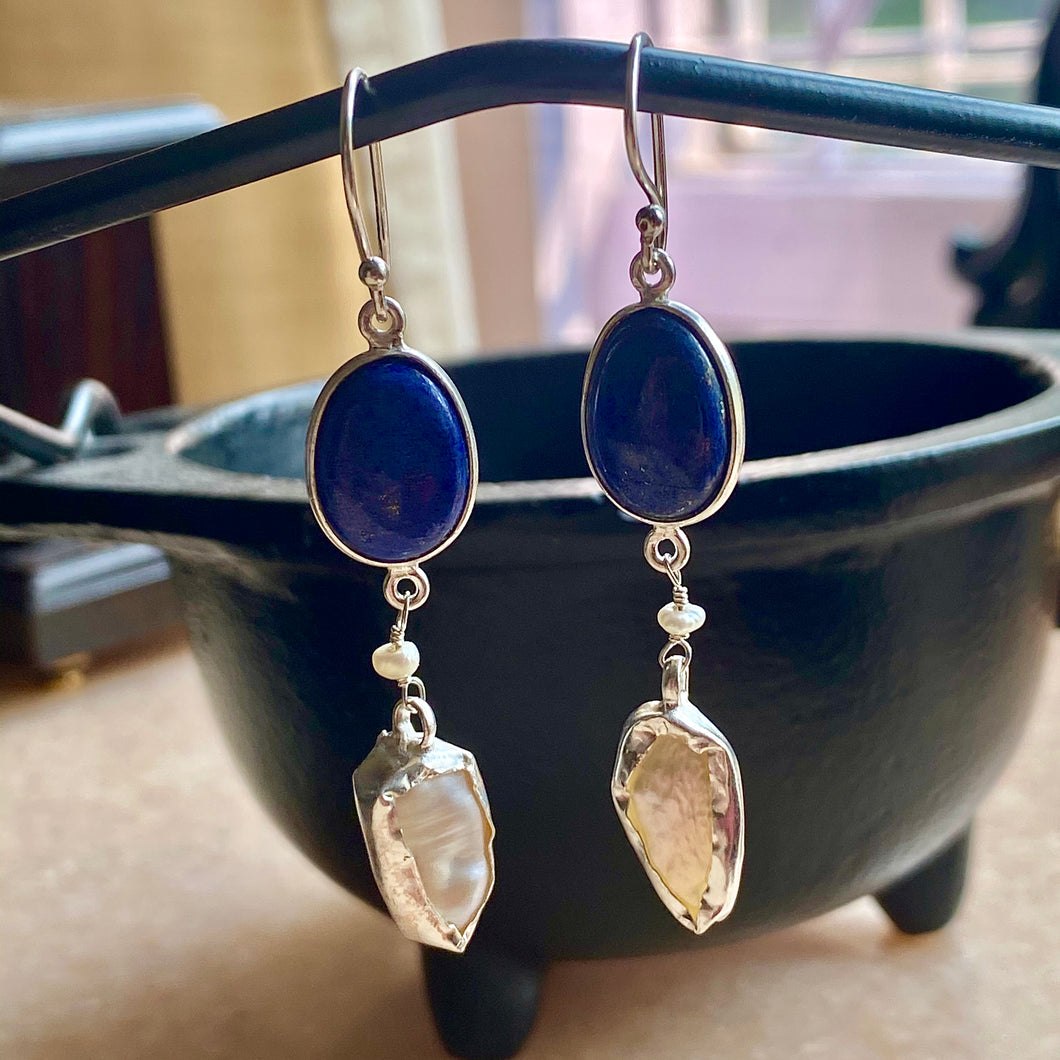Nazakat Earrings | Lapis Lazuli | Pearl