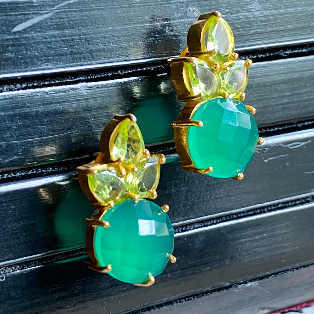 Muzhda Earrings | Peridot | Green Onyx