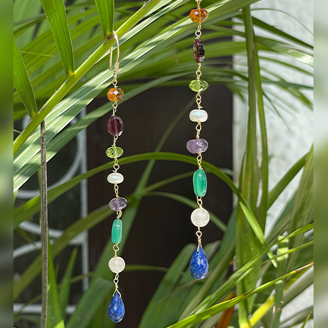 Kavya Earrings | Gemstone bouquet | 18k gold plated sterling silver