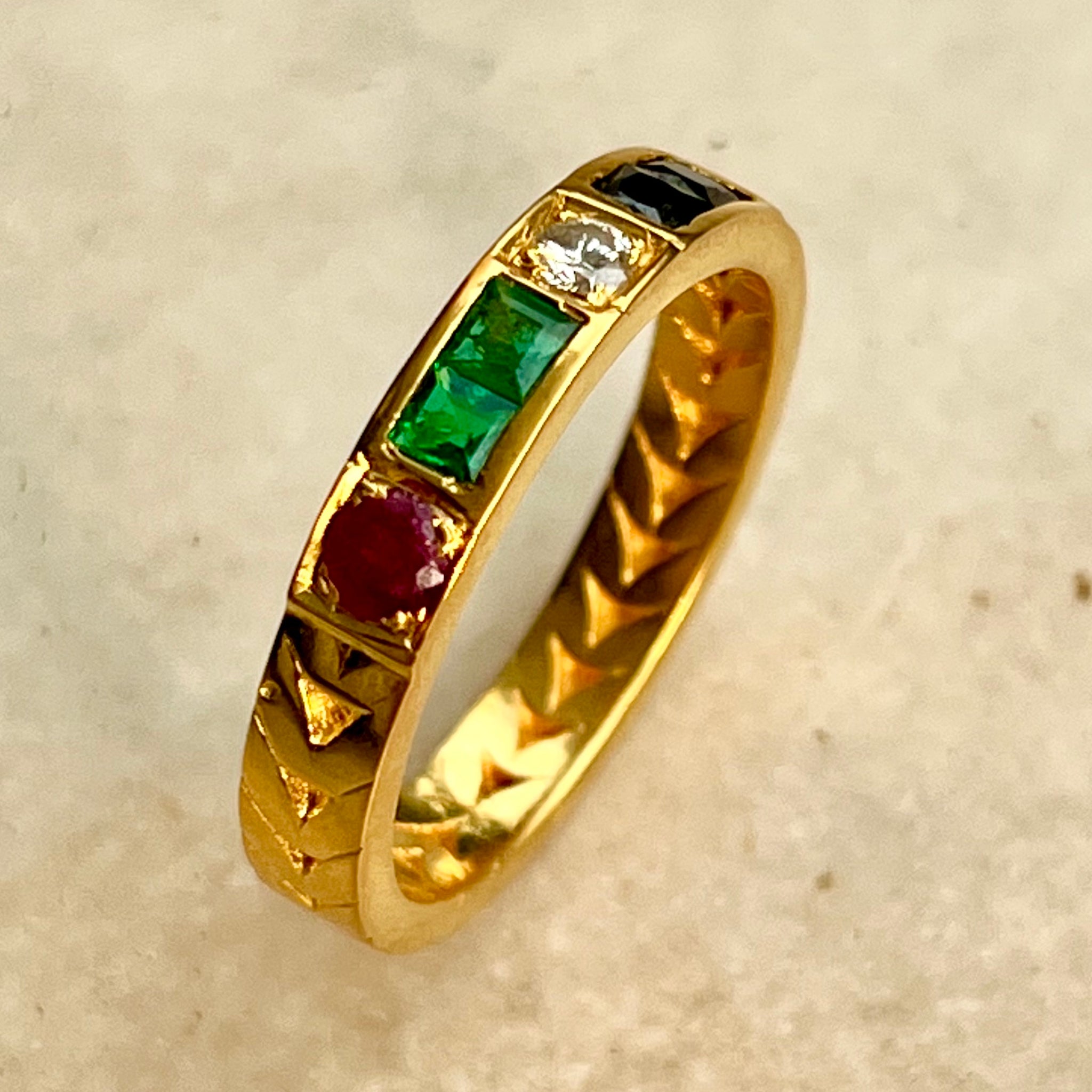 Ruby Emerald Ring | ‎Shop 22K Indian Gold Rings | For Women