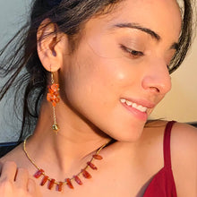 Load image into Gallery viewer, Avni Necklace &amp; Earrings | Carnelian | Pyrite | 18k gold plated sterling silver
