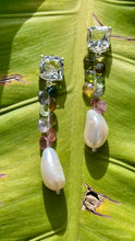 Load image into Gallery viewer, Maya Earrings | Crystal Quartz | Tourmaline | Pearl
