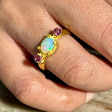 Load image into Gallery viewer, Divya ring | Fire Opal | Amethyst | 18k gold plated
