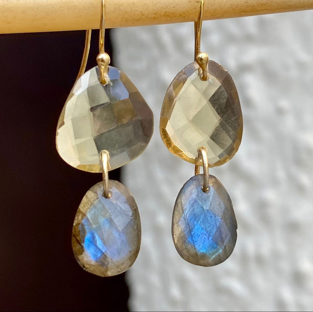 Agni earrings | Citrine | Labrodorite