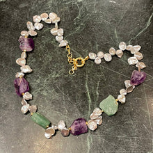 Load image into Gallery viewer, Triveni Necklace | Amethyst | Amazonite | Pearl
