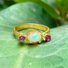 Load image into Gallery viewer, Divya ring | Fire Opal | Amethyst | 18k gold plated
